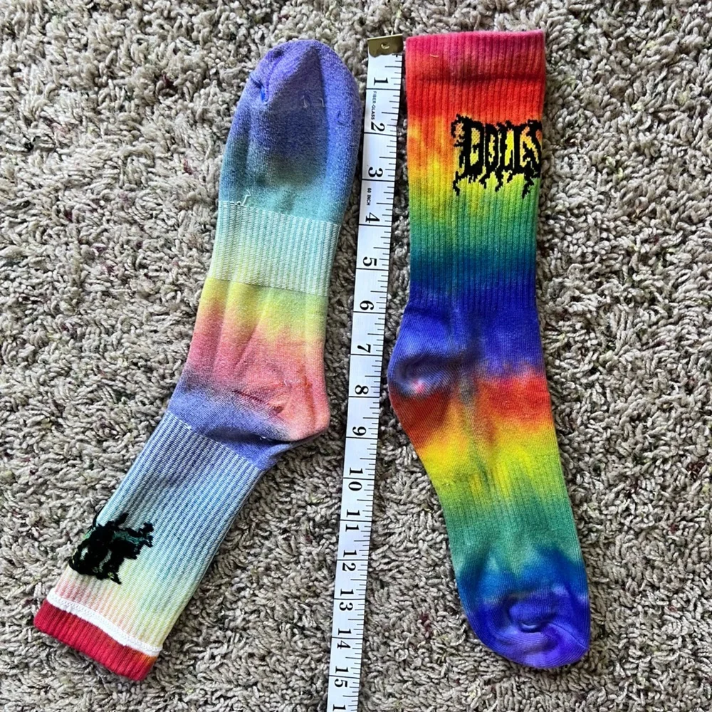Dolls Kill | Rainbow Crew Socks with logo. Fits women's 8-12US~ish NWoT​